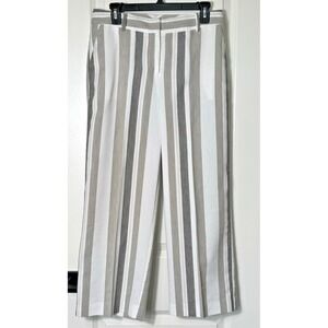 Antonio Melani Striped Wide Leg Cropped Pants‎ Women Size 8 Linen Blend